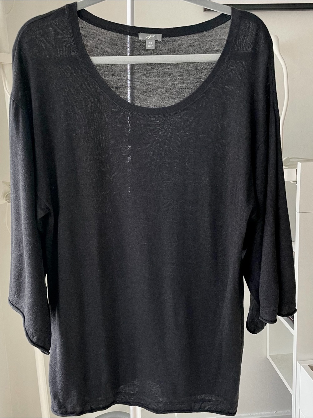 J. Jill Black Linen Blend Scoop Neck Longline Tunic XS